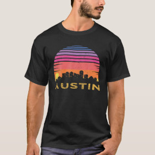 Camiseta Retro Sunset Austin Texas Mostra Skyline Vintage A