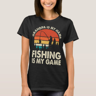 Camiseta Retro Sunset Avô É Meu Nome Pescar É Meu Jogo