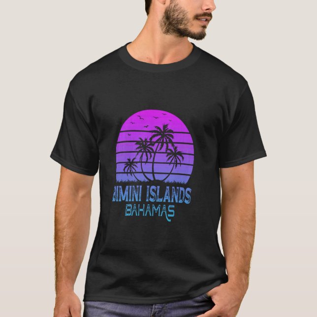 Camiseta Retro Sunset Bimini Islands Bahamas Summer Vintage (Frente)