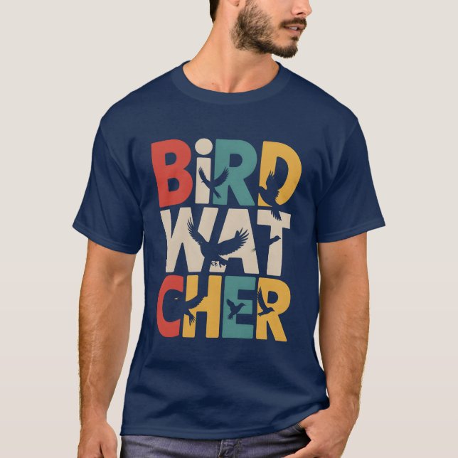 Camiseta Retro Sunset Birdwatcher Bird Lover Família (Frente)