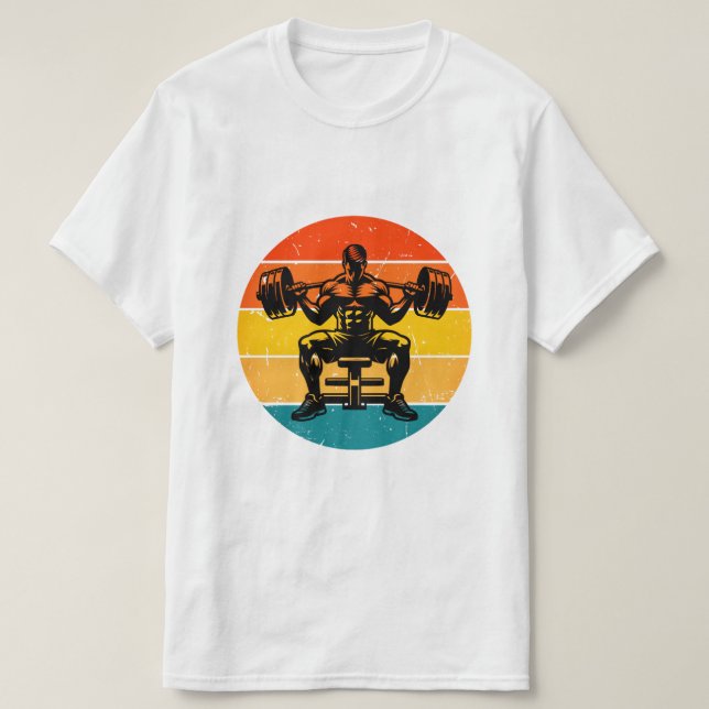 Camiseta Retro Sunset Bodybuilding T-Shirt - Men's Fitness  (Frente do Design)