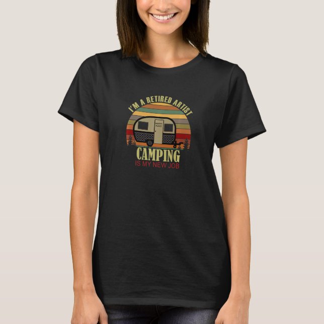 Camiseta Retro Sunset Camper Retired ARTIST New Job Camping (Frente)