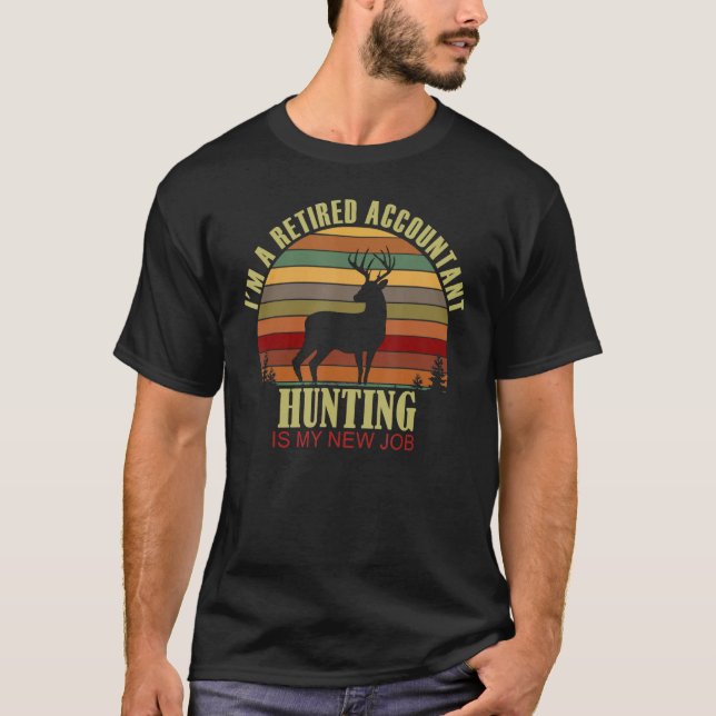 Camiseta Retro Sunset Deer Retired ACCOUNTANT New Job Hunti (Frente)