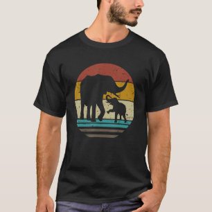 Camiseta Retro Sunset Elephants Mãe Zoólogo Bebê Bir