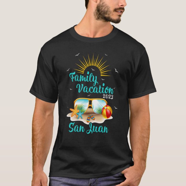 Camiseta Retro Sunset Family Vacation 2023 San Juan Beach (Frente)