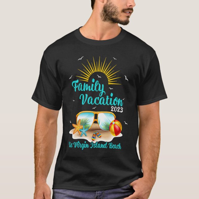 Camiseta Retro Sunset Family Vacation 2023 Us Virgin Island (Frente)