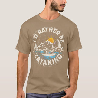 Camiseta Retro Sunset Funny I'd Rather Be Kayaking 