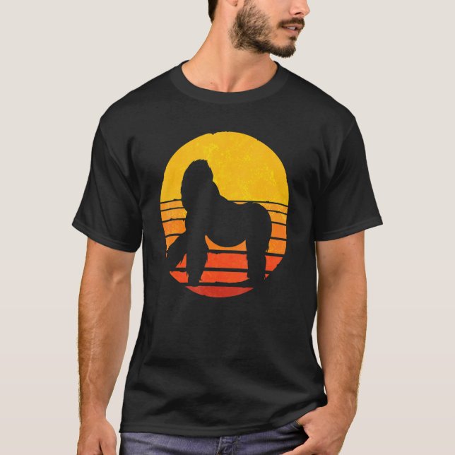 Camiseta Retro Sunset Gorilla Ape Monkey Animal Gorilla (Frente)