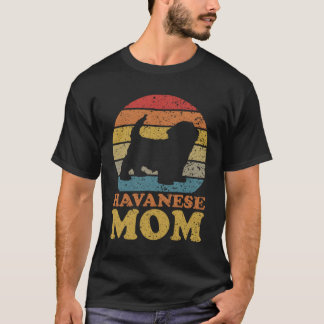Camiseta Retro Sunset Havanese Dog Mãe T-Shirt