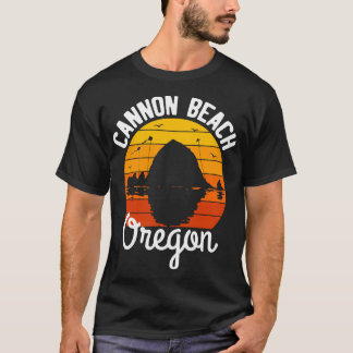 Camiseta Retro Sunset Haystack Rock Souvenir Cannon Beach