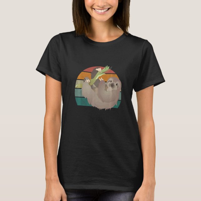 Camiseta Retro Sunset Lazy Sloth Sleepy (Frente)