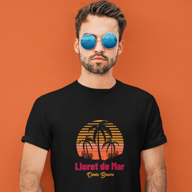 Camiseta Retro Sunset Lloret de Mar Férias de Espanha (Retro Sunset Lloret de Mar Spain Vacation T-Shirt)
