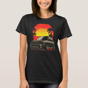 Camiseta Retro Sunset Na Família Do Verão Do Carro Clássico