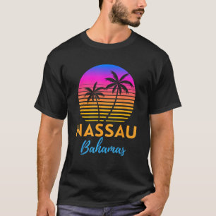 Camiseta Retro Sunset Nassau Bahamas Férias de Viagem de Pr