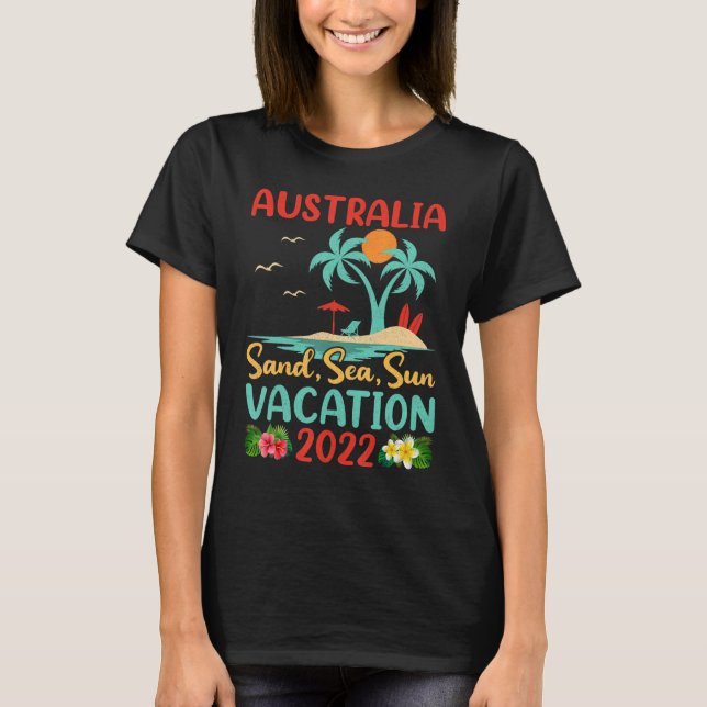 Camiseta Retro Sunset Palm Tree Beach Vacation 2022 Austral (Frente)