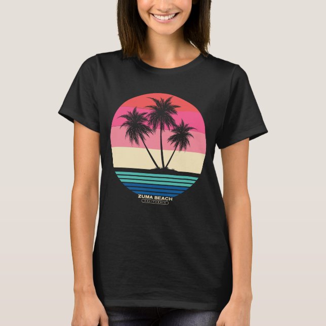Camiseta Retro Sunset Palm Trees Zuma Beach (Frente)