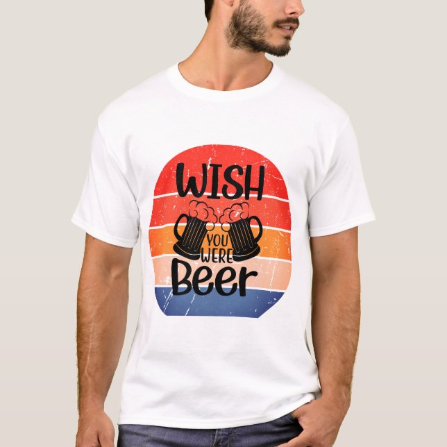 Camiseta Retro Sunset Queria Que Você Fosse Cerveja (Frente)
