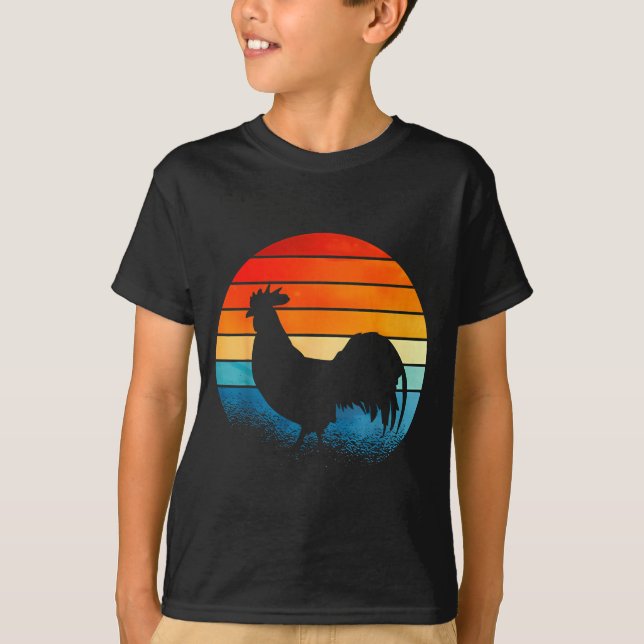 Camiseta Retro Sunset Rooster Chicken Lover  (Frente)