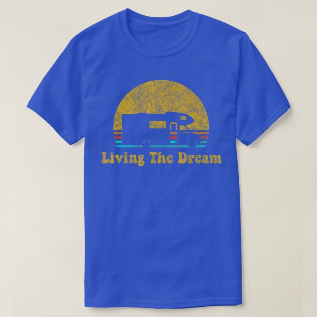 Camiseta Retro Sunset RV Living The Dream Camping Gift  (Frente do Design)