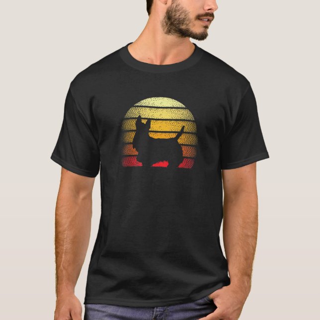 Camiseta Retro Sunset Scottish Terrier Dog Theme Design (Frente)