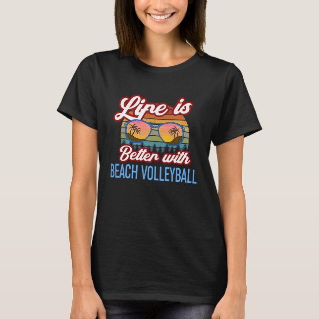 Camiseta Retro Sunset Slogan Com Voleibol De Praia (Frente)