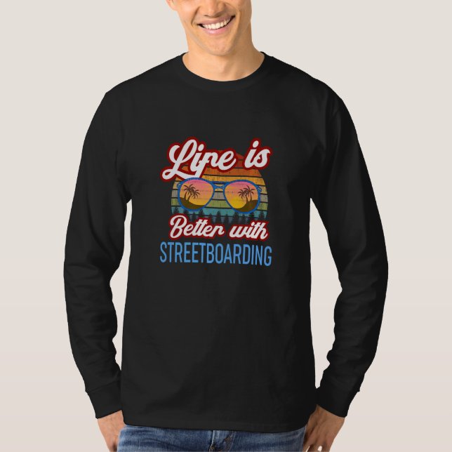Camiseta Retro Sunset Slogan   With Streetboarding (Frente)