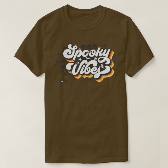 Camiseta Retro Sunset Spooky Vibes Pumpkin Spooky Season Ha (Frente do Design)
