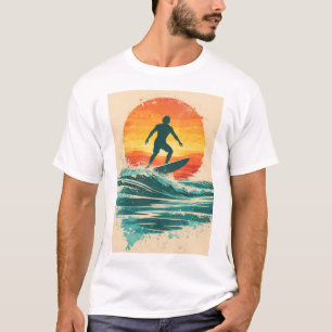 Camiseta Retro Sunset Surfer – Arte de Surf Vintag