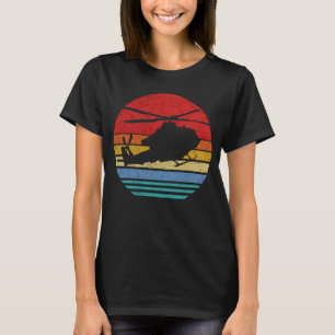 Camiseta Retro Sunset UH 1 Helicóptero Huey Silhouter Vinta
