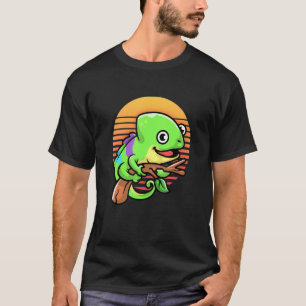 Camiseta Retro Sunset Vintage Chameleon Pet Réptil Lizard