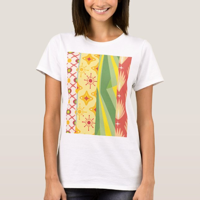 Camiseta Retro Sunshine Patterns – Bold Colorful  (Frente)