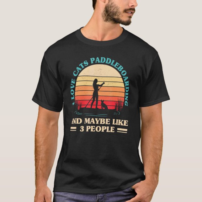 Camiseta Retro Sup Paddle Conselho I Adoro Gatos E Paddlebo (Frente)