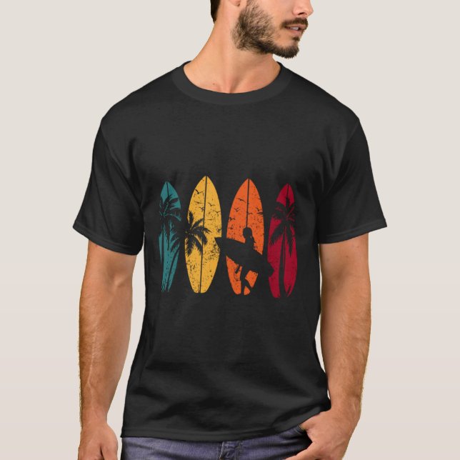 Camiseta Retro Surfer Gift Vintage Surfing Surfing Conselho (Frente)