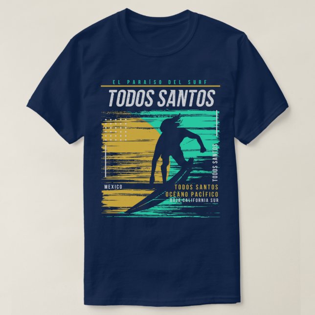 Camiseta Retro Surfing Santos Mexico Vintage Surfer B (Frente do Design)