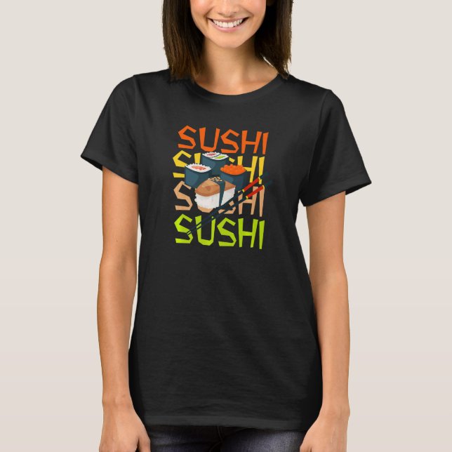 Camiseta Retro Sushi Japanese For Men Women Kids Sushis And (Frente)