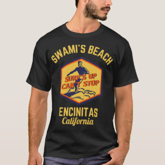 Camiseta Retro Swamis Beach Encinitas California Texto Dour