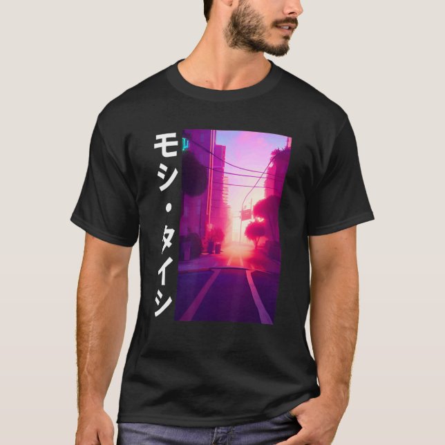 Camiseta Retro Synthwave Japonês Vaporwave Art Otaku, anos  (Frente)
