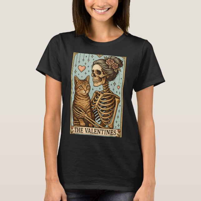 Camiseta Retro Tabby Cat Valentine's Day Mom Tarot Card  (Frente)