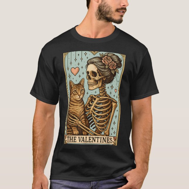 Camiseta Retro Tabby Cat Valentine's Day Mom Tarot Card  (Frente)