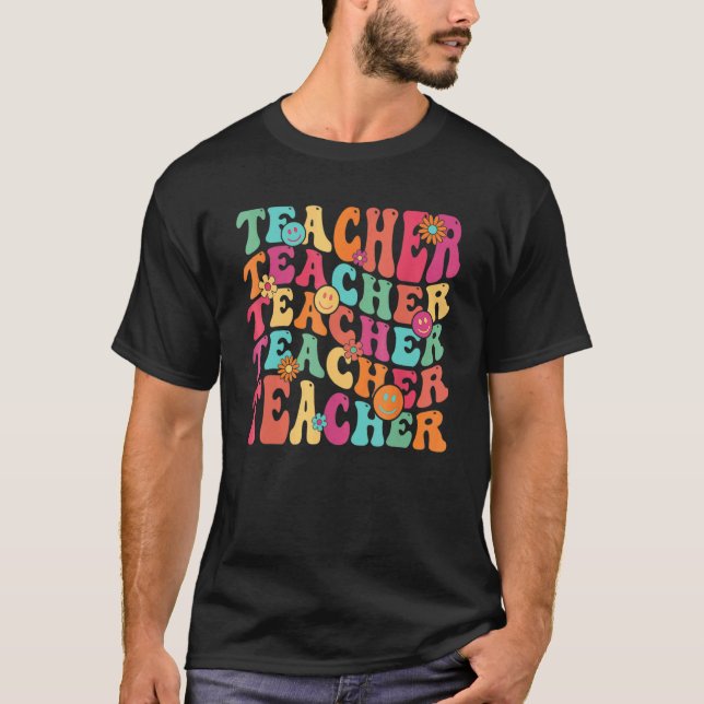 Camiseta Retro Teacher Inspirational Colorful Elementary Sc (Frente)