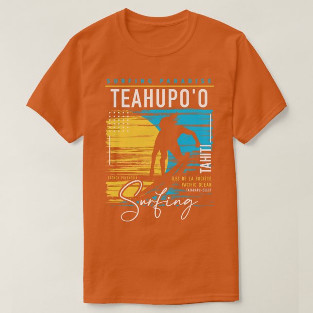 Camiseta Retro Teahupoo Tahiti Surfing Paradise Sur (Frente do Design)