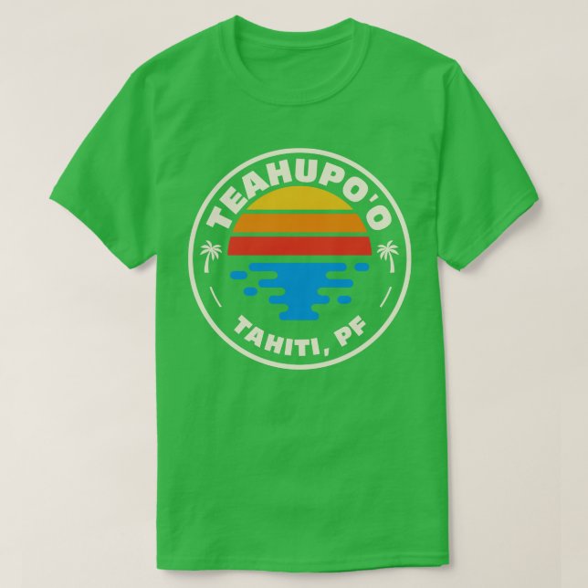 Camiseta Retro Teahupoo Tahiti Vintage Beach Emblem (Frente do Design)