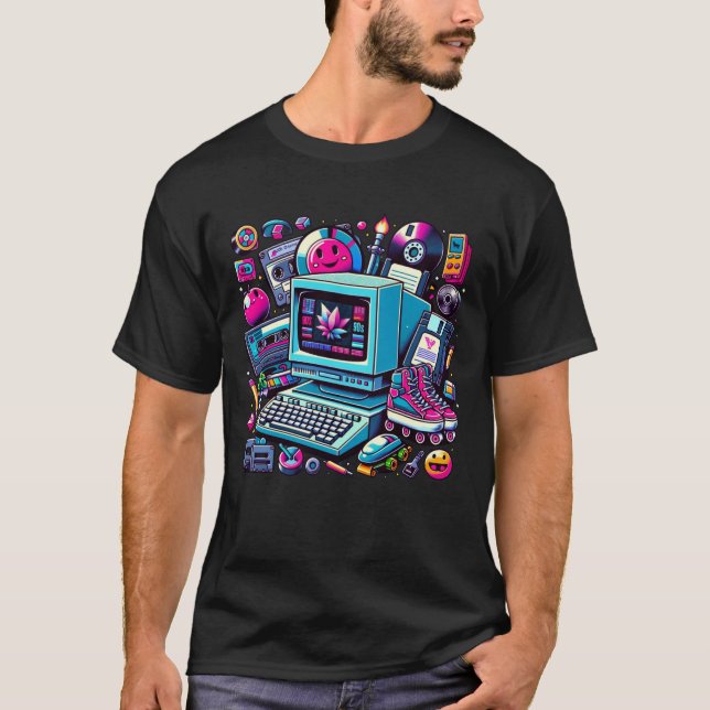 Camiseta Retro Tech Playground: Uma Odisseia Nostálgica Dos (Frente)