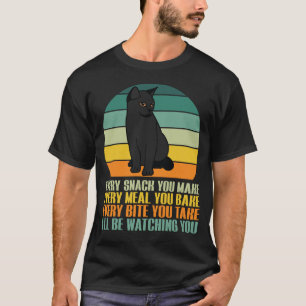 Camiseta Retro Tema Gato Preto Toda Refeição que V