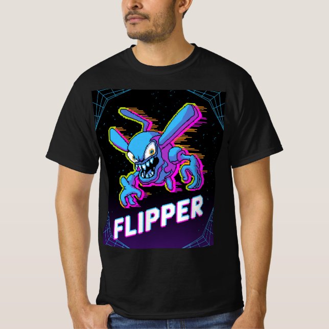 Camiseta retrô Tempest Flipper Arcade Vilão Cartoo (Frente)