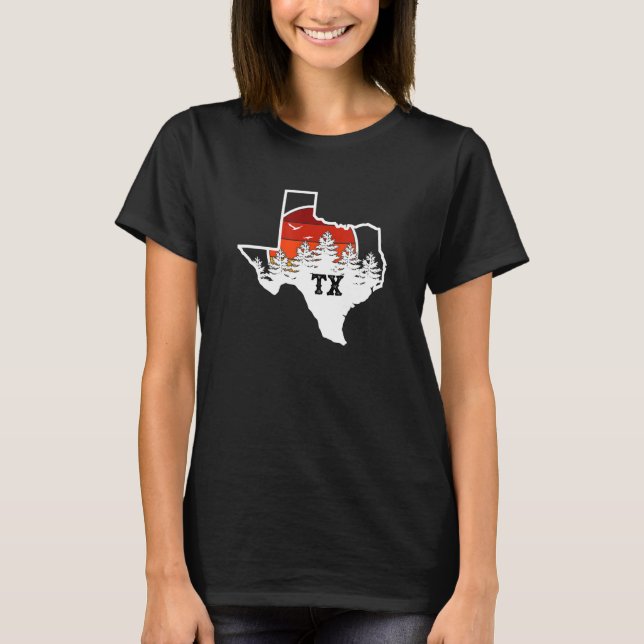Camiseta Retro Texas Home State Tx Legal Estilo 70s Sunset (Frente)