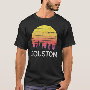 Camiseta Retro Texas Houston Skyline Vintage Urban Building