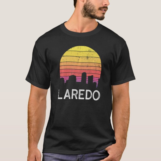 Camiseta Retro Texas Laredo Skyline Vintage Urban Building (Frente)
