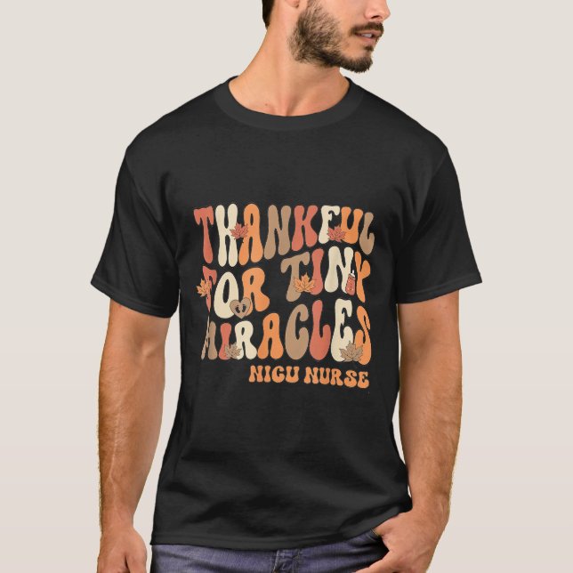 Camiseta Retro Thankful For Tiny Miracles Thanksgiving Nicu (Frente)