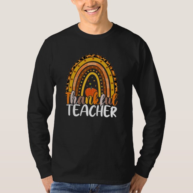 Camiseta Retro Thanksgiving Teacher Thankful Teacher Rainbo (Frente)